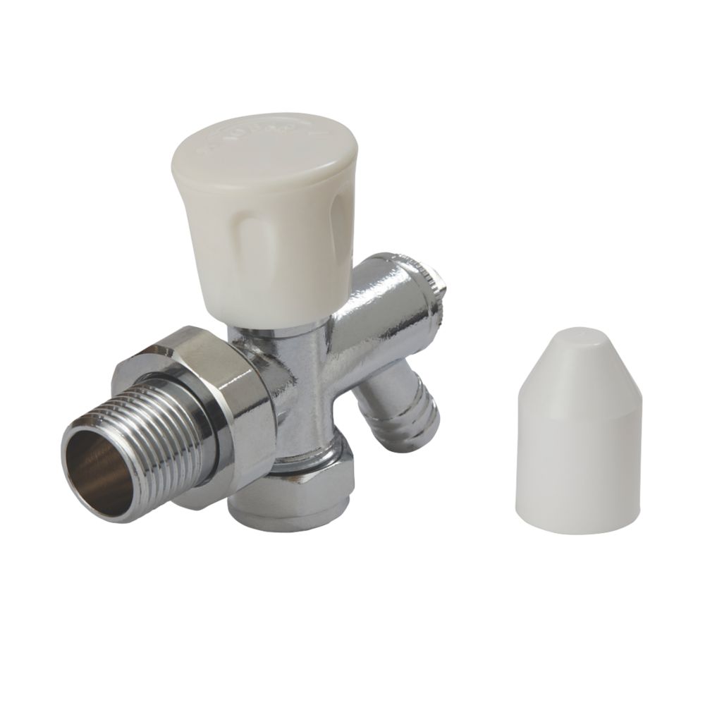 Flomasta White Angled Manual Radiator Valve With Drain Off 15mm X 21mm