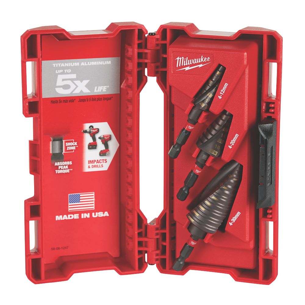 Milwaukee Step Drill Set Mm Pieces Screwfix