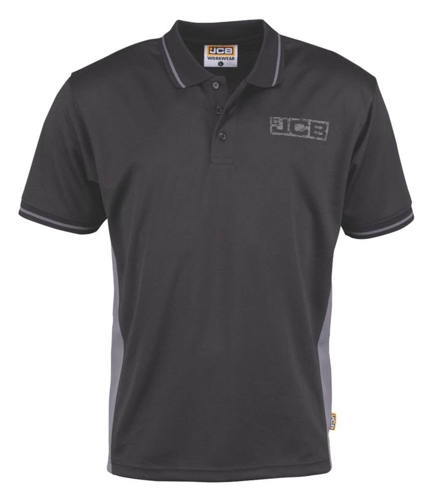 JCB Trade Polo Shirt Black / Grey Large 42