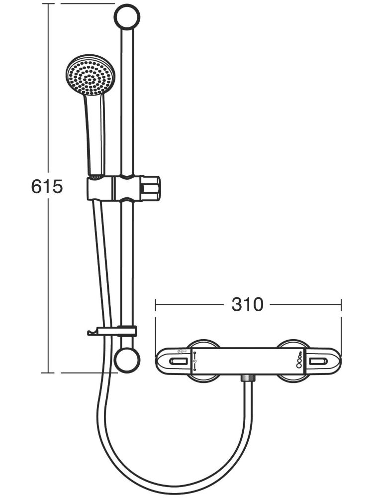 Ideal Standard Alto EV Gravity-Pumped Flexible Exposed Chrome Thermostatic Mixer Shower Flexible