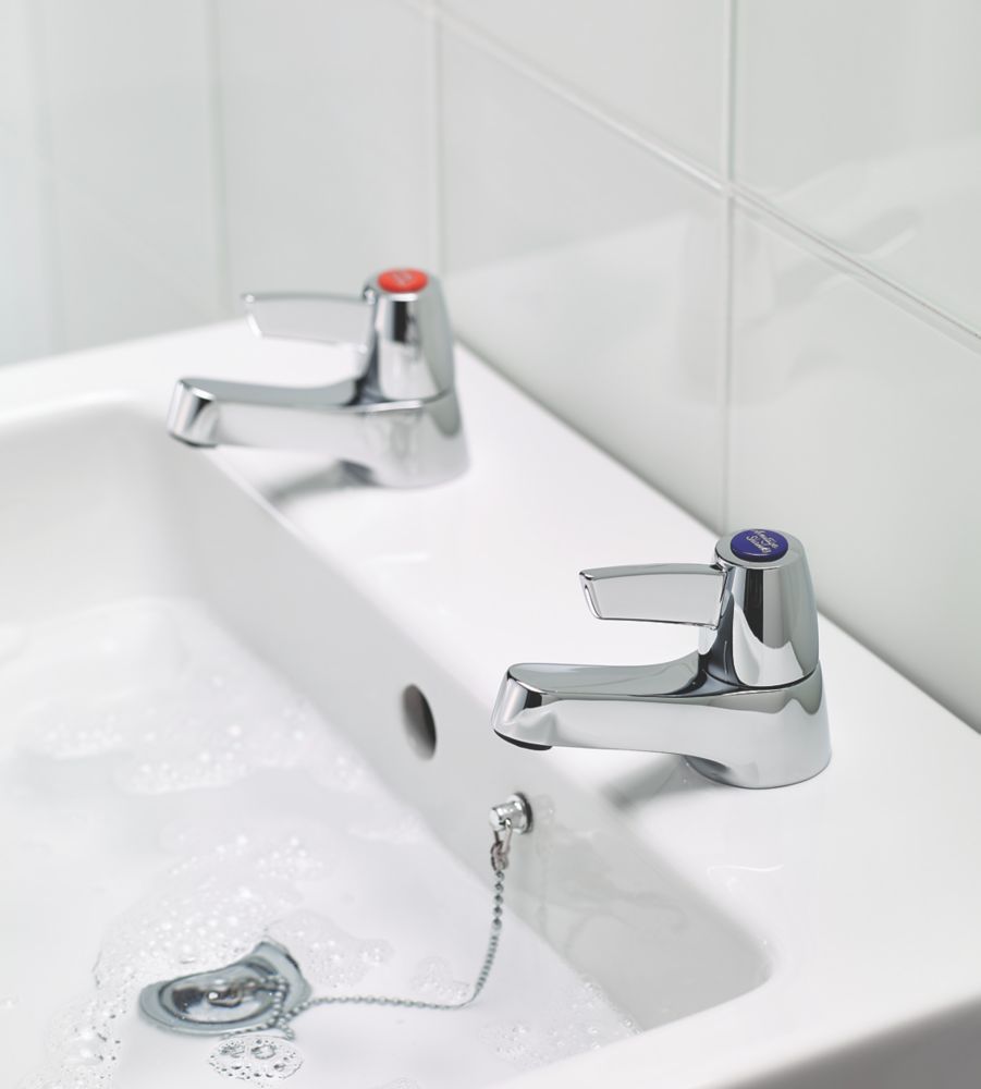 Armitage Shanks Sandringham 21 Basin Pillar Bathroom Taps Pair