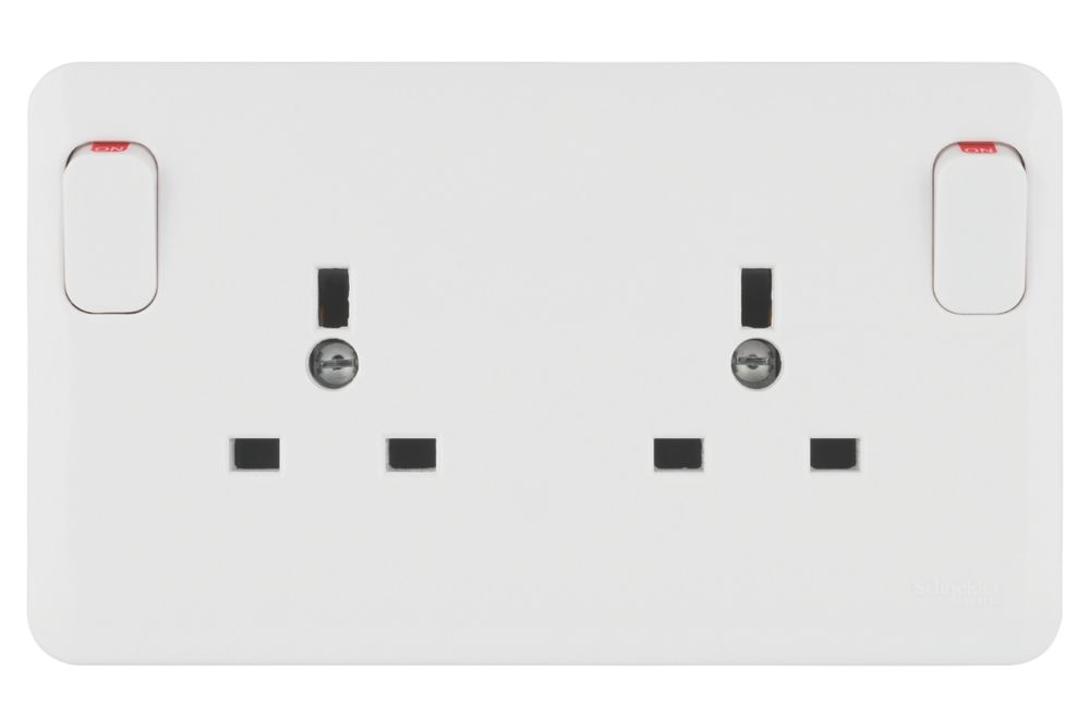 Schneider Electric Lisse 13A 1G to 2G Switched Converter Socket White