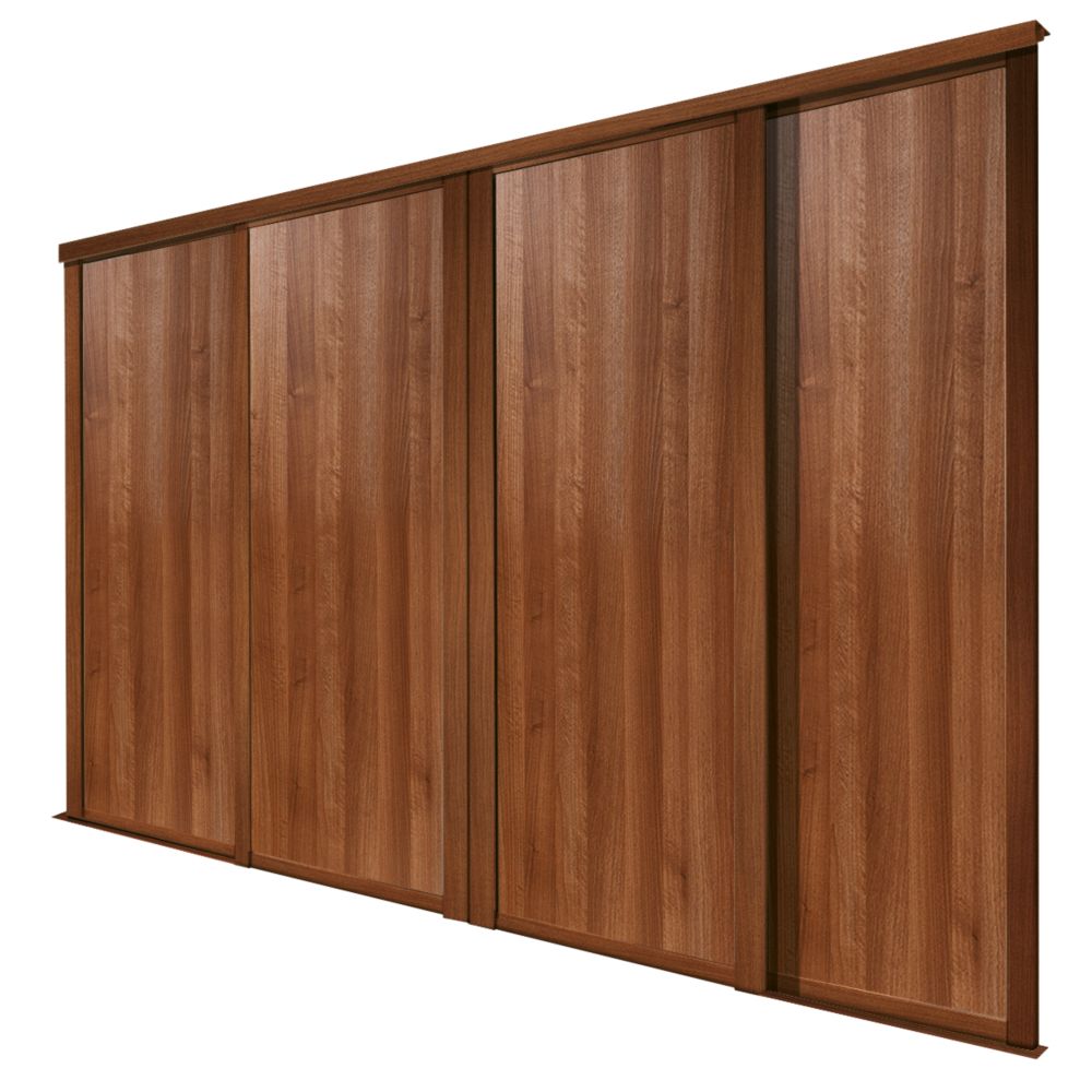 Spacepro Shaker 4 Door Panel Sliding Wardrobe Doors Walnut 2290 X