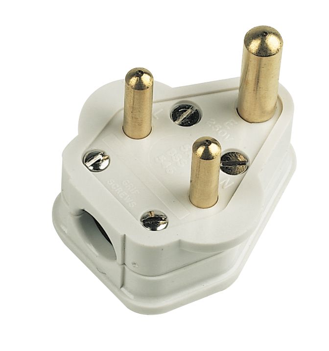 MK 5A Unfused Round Pin Plug White