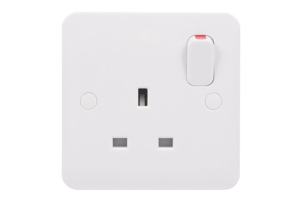 Schneider Electric Lisse 13A 1-Gang DP Switched Plug Socket White