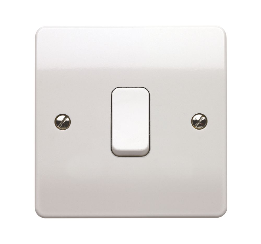 MK Logic Plus 10AX 1-Gang 1-Way Light Switch White