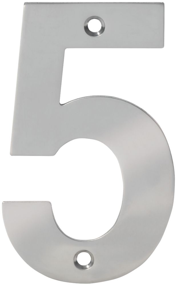 Eclipse Door Numeral 5 Polished Stainless Steel 100mm House