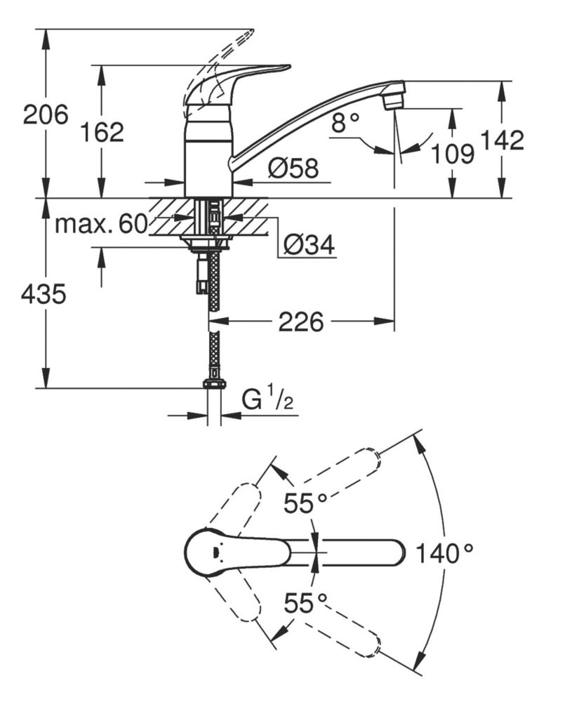 Grohe Swift Mono Mixer Kitchen Tap Chrome