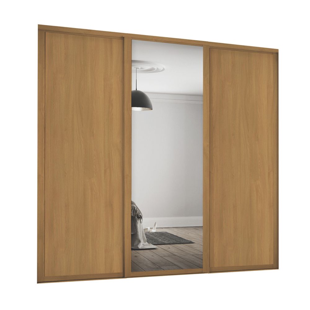 Spacepro Shaker 3 Door Sliding Wardrobe Doors Oak Mirror 2136 X 2260mm