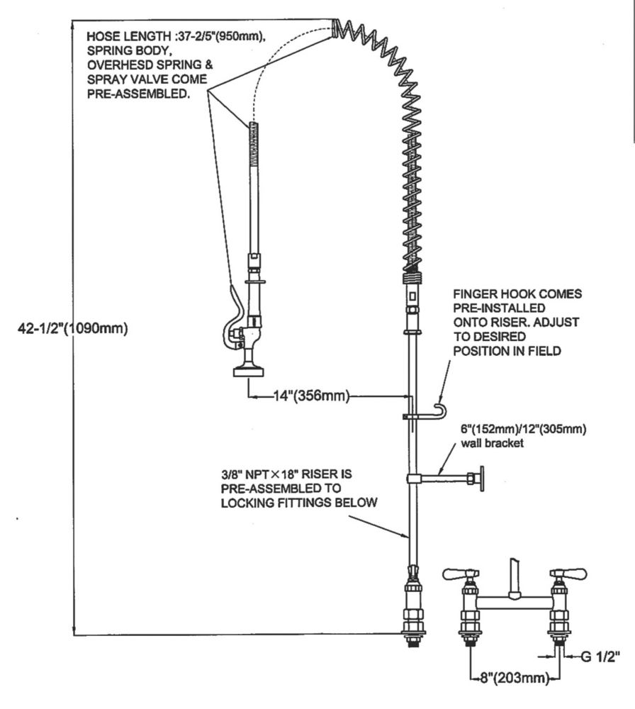 Franke Pre-Rinse Spray SCRF1062X Bridge Overhead Pull-Out Mono Mixer Chrome