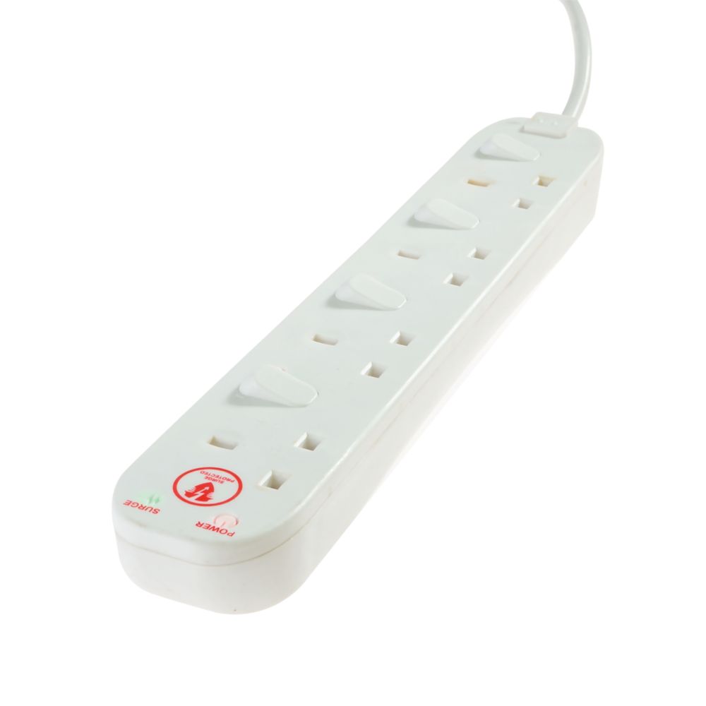 Masterplug 13A 4-Gang Switched Surge-Protected Extension Lead 1m