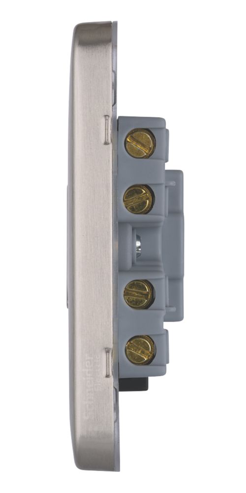 Schneider Electric Lisse Deco 13A Unswitched Fused Spur Brushed Stainless Steel with Black Inserts