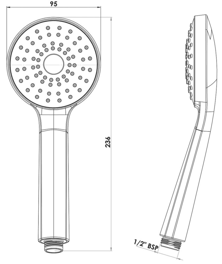 Triton Eva Shower Head Chrome 95 x 236mm