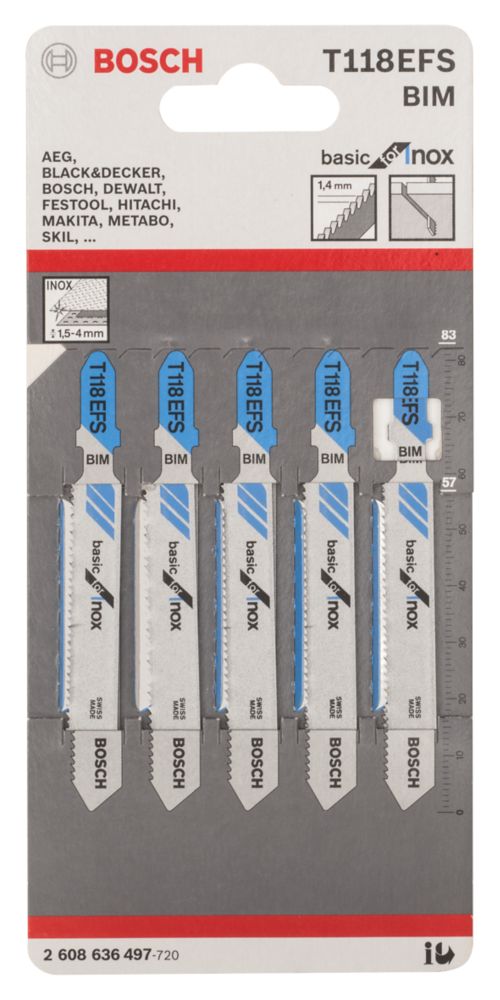 Bosch T118EFS Jigsaw Blade 83mm 5 Pack