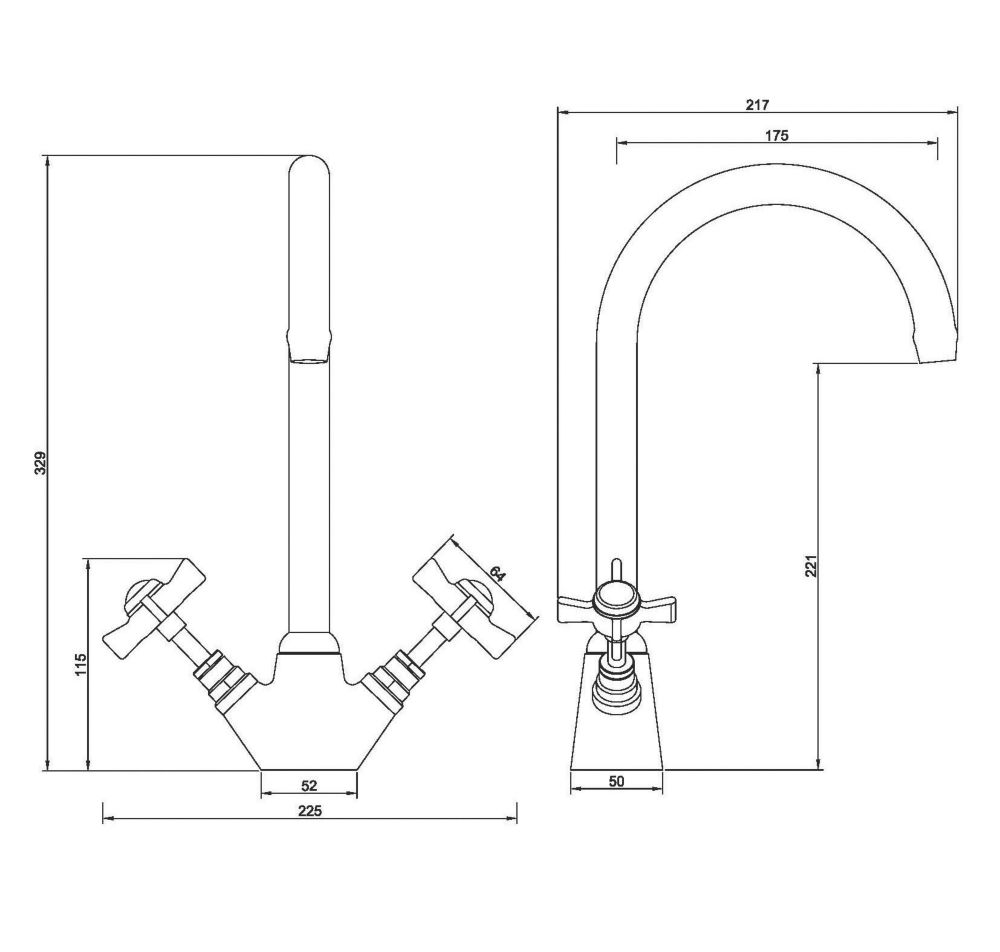 Swirl Premium High Neck Monobloc Mixer Kitchen Tap Chrome