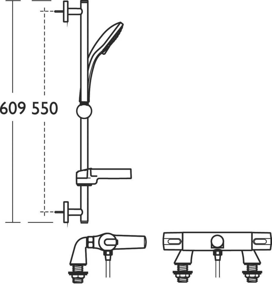 Ideal Standard Ceratherm 100 Deck-Mounted Thermostatic Bath / Shower Mixer Bathroom Tap