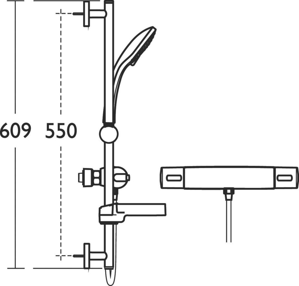 Ideal Standard Ceratherm Gravity-Pumped Flexible Exposed Chrome Thermostatic Mixer Shower Flexi