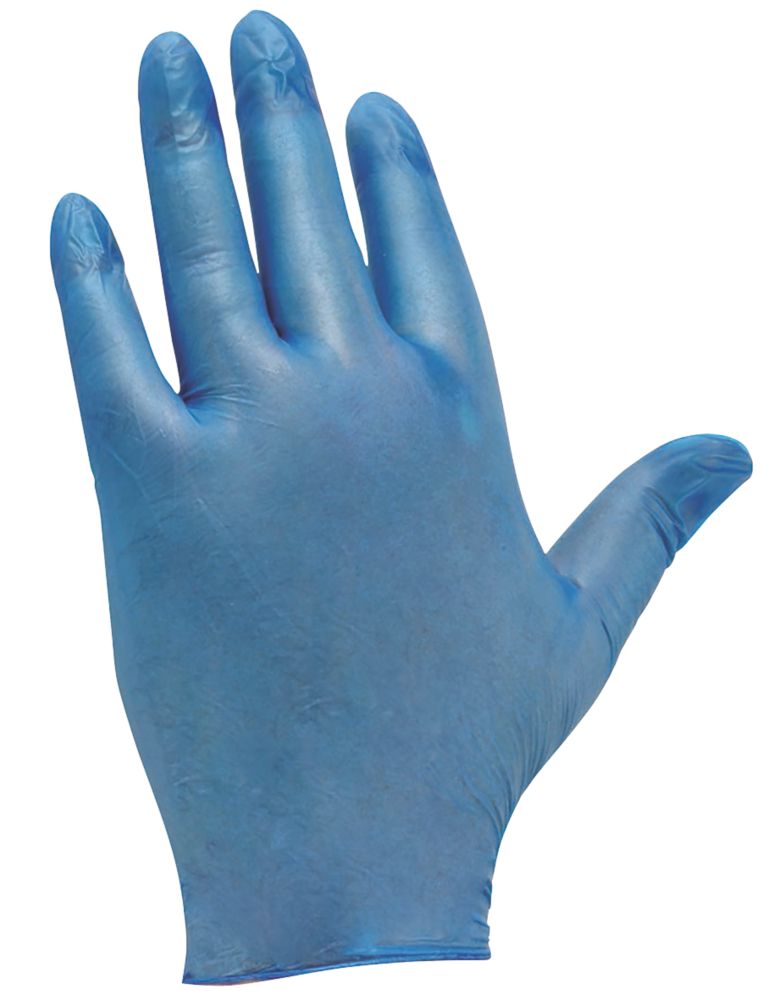 Shield 2602073 Vinyl Powdered Disposable Gloves Blue Medium 100 Pack Reviews