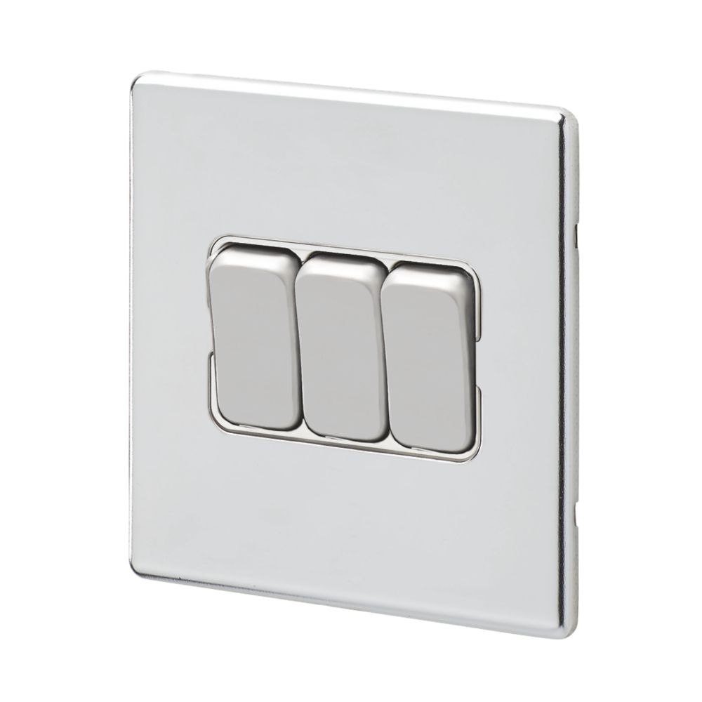 MK Aspect 10AX 3-Gang 2-Way Switch Polished Chrome with White Inserts Reviews