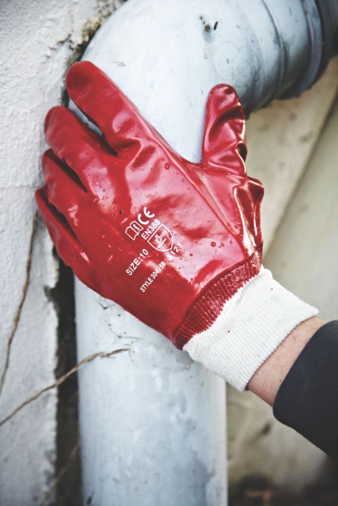 Keep Safe PVC Gloves Red Large