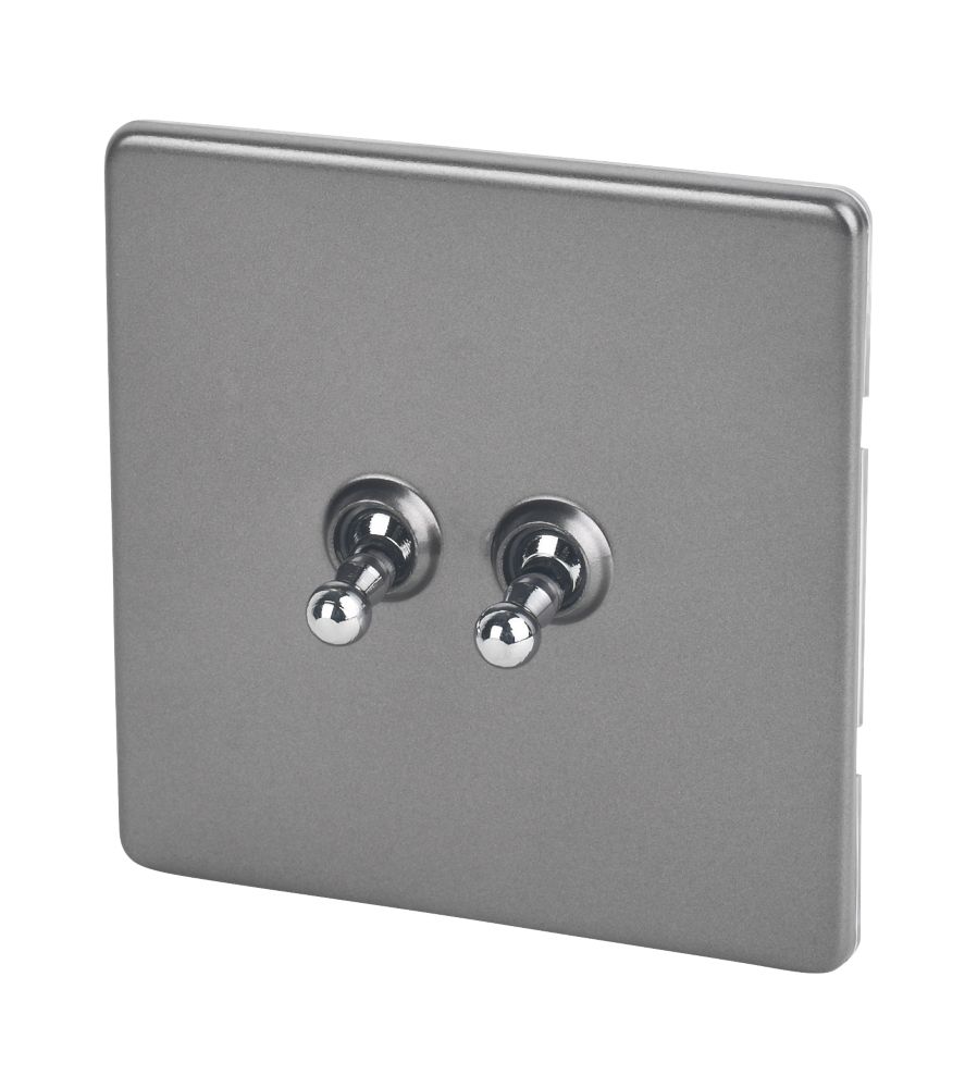 Varilight 10AX 2-Gang 2-Way Toggle Switch Slate Grey with Colour-Matched Inserts Reviews