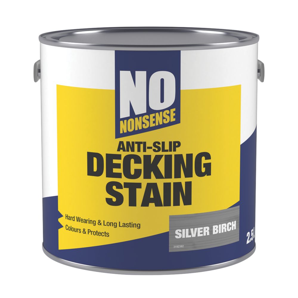 No Nonsense Anti Slip Quick Drying Decking Stain Silver Birch 2 5ltr Decking Paint Screwfix Com