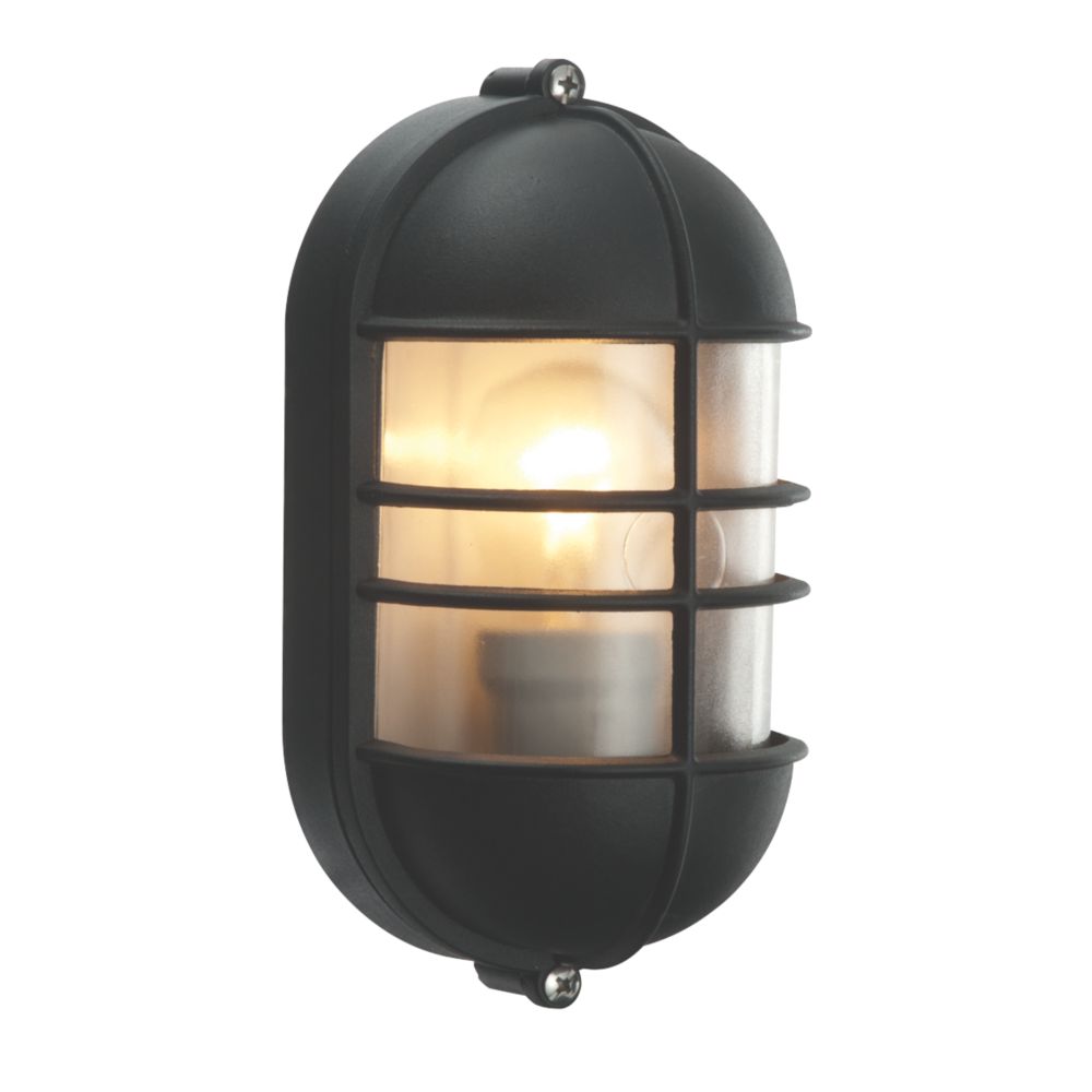 Caged Bulkhead Wall Light Black 240V