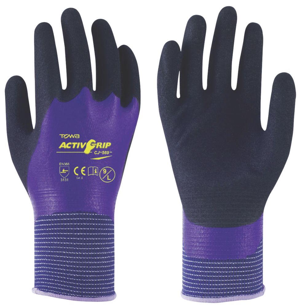 Towa ActivGrip CJ-569 Nitrile-Coated Gloves Black / Blue Medium Reviews