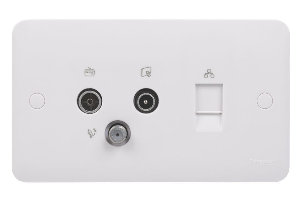 Schneider Electric Lisse 2-Gang Quadruplex Multimedia Socket White with White Inserts