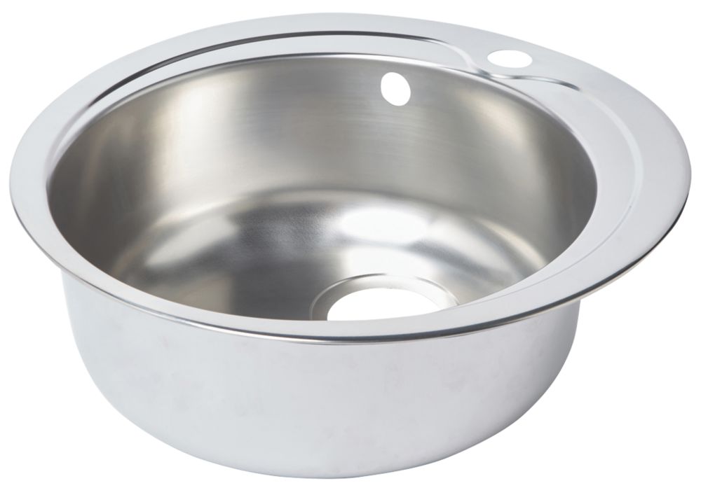 Round Kitchen Sink Stainless Steel 1 Bowl 485 x 485mm