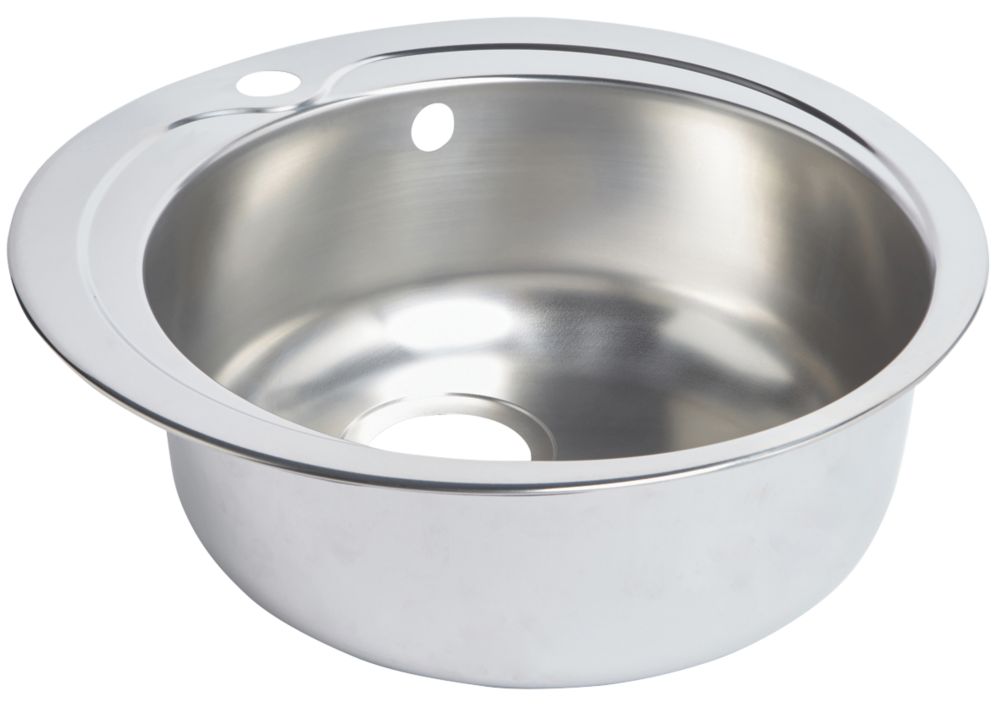 Round Kitchen Sink Stainless Steel 1 Bowl 485 X 485mm