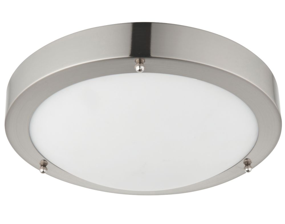 Saxby Portico Led Bathroom Ceiling Light Satin Nickel 650lm 9w