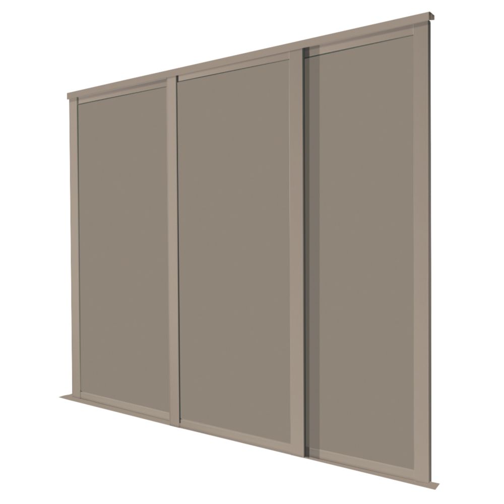 Spacepro Shaker 3 Door Sliding Wardrobe Door Kit Stone Grey 2136 X