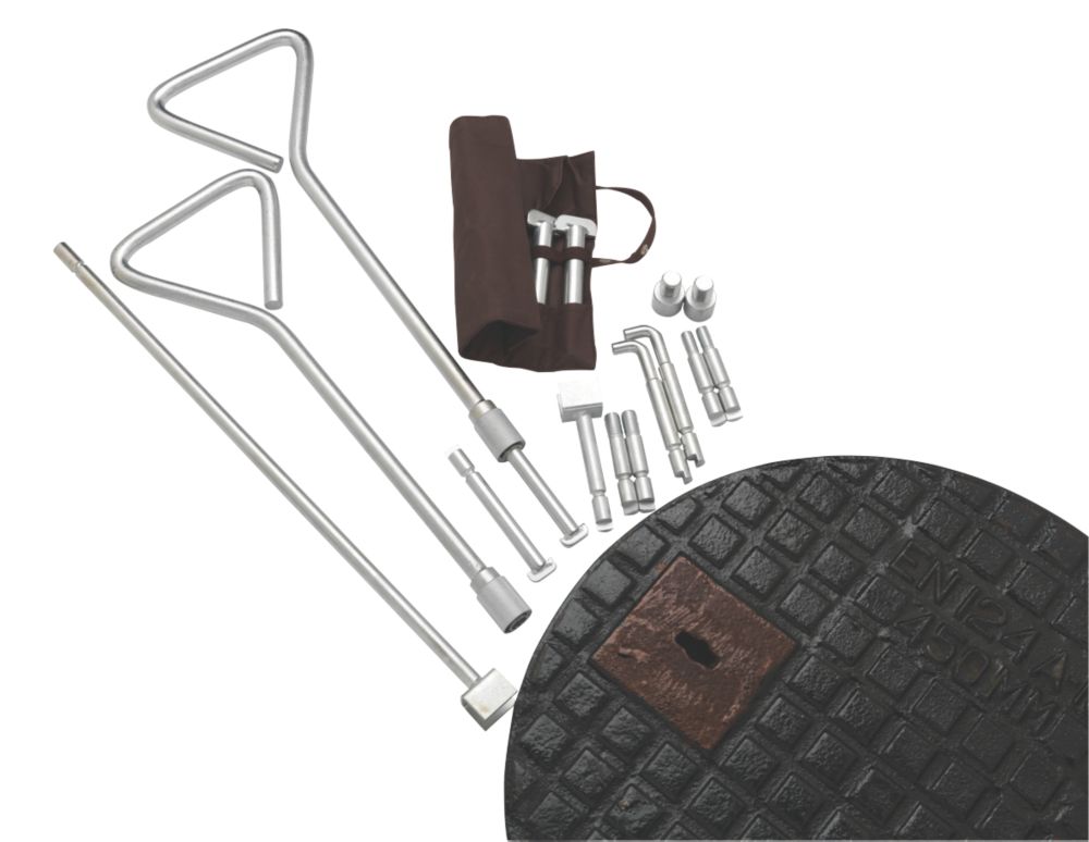 Universal Manhole Key Kit with Interchangeable Ends 520mm Pack of 2