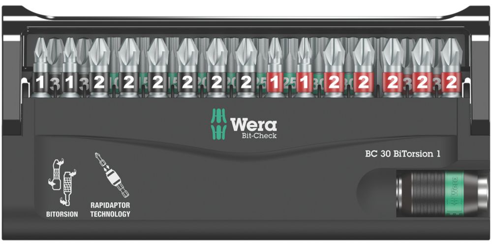 Wera Bit-Check Mixed BiTorsion Screwdriver Bit Set 30 Pieces