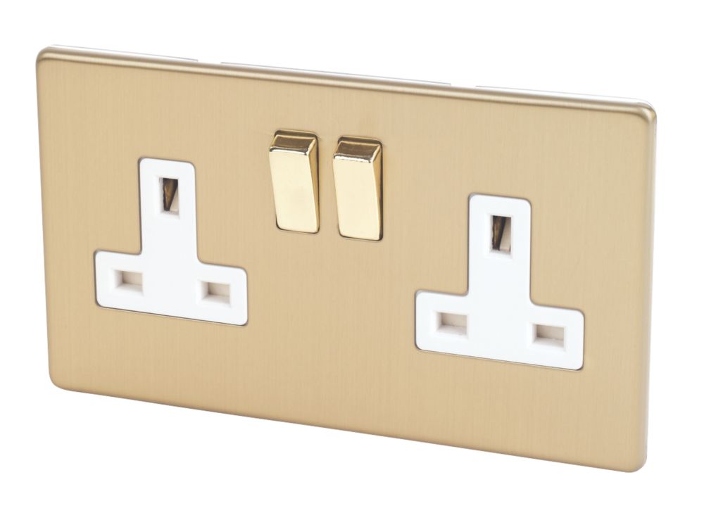 Varilight 13AX 2-Gang DP Switched Plug Socket Brushed Brass with White Inserts Reviews