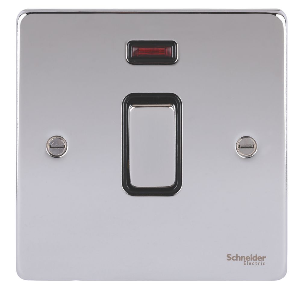 Schneider Electric Ultimate Low Profile 20AX 1-Gang DP Control Switch Polished Chrome with Neon with Black Inserts