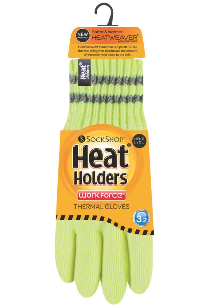 SockShop Heat Holders Thermal Gloves Yellow Large / X Large