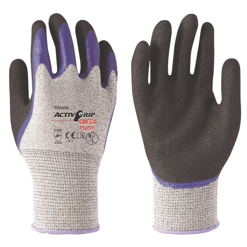 Site Kf130 Nitrile Coated Gloves White Blue Large Mechanical Hazard Gloves Screwfix Com