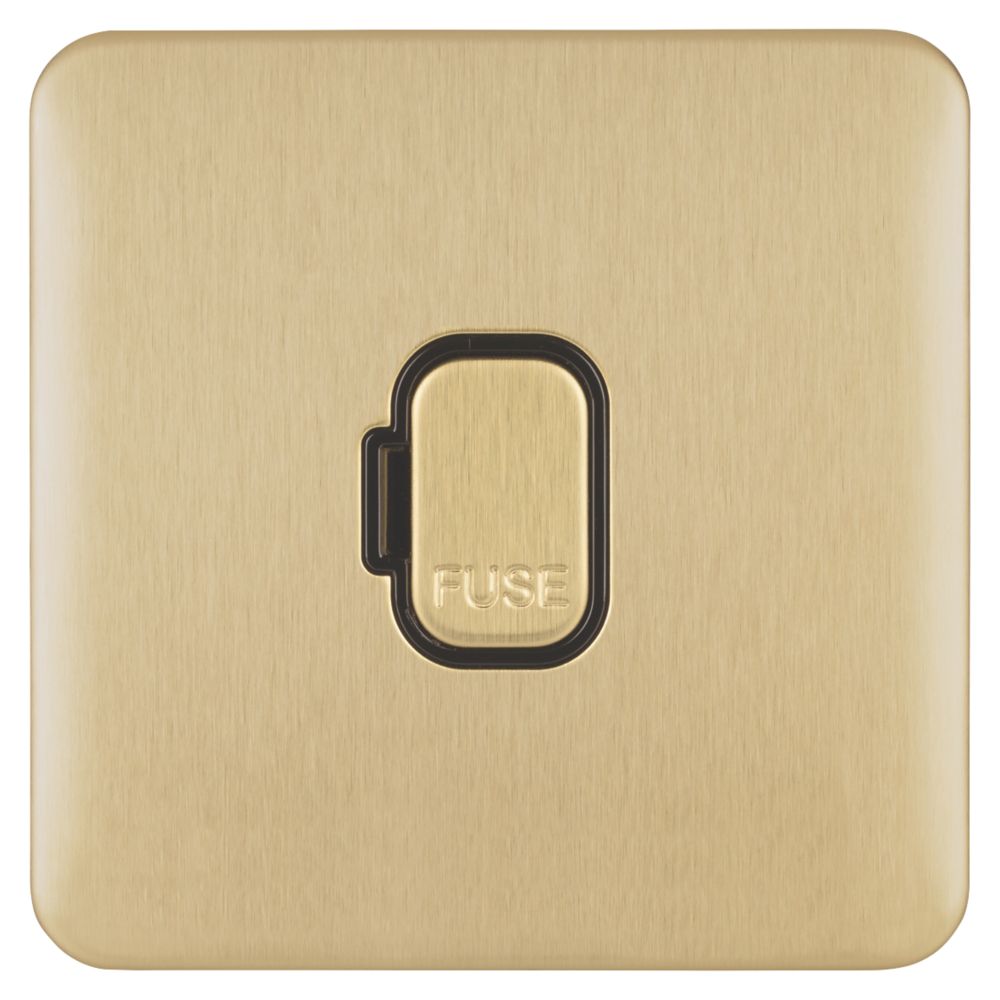 Schneider Electric Lisse Deco 13A Unswitched Fused Spur Satin Brass with Black Inserts