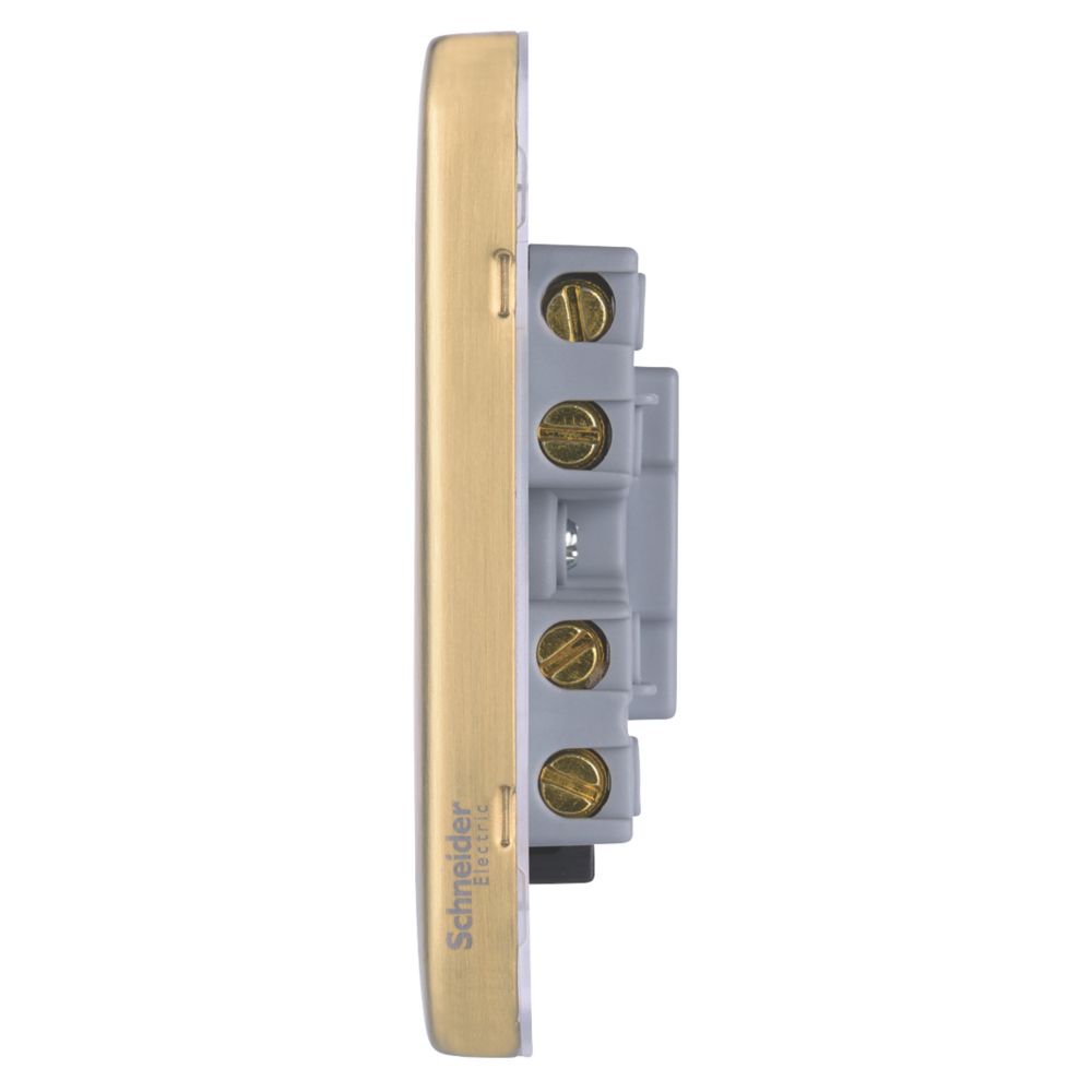 Schneider Electric Lisse Deco 13A Unswitched Fused Spur Satin Brass with Black Inserts