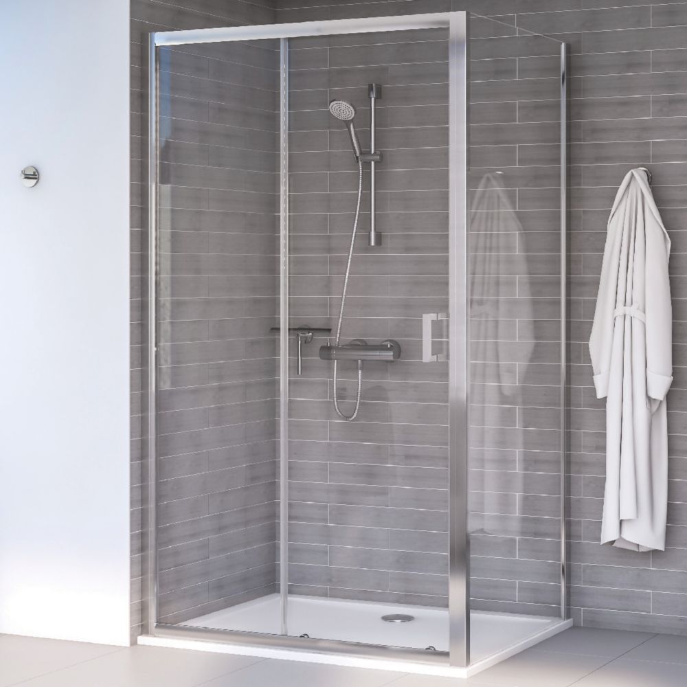 Aqualux Edge 8 Rectangular Shower Enclosure Reversible Left Right Opening Polished Silver 1400 X 900 X 2000mm