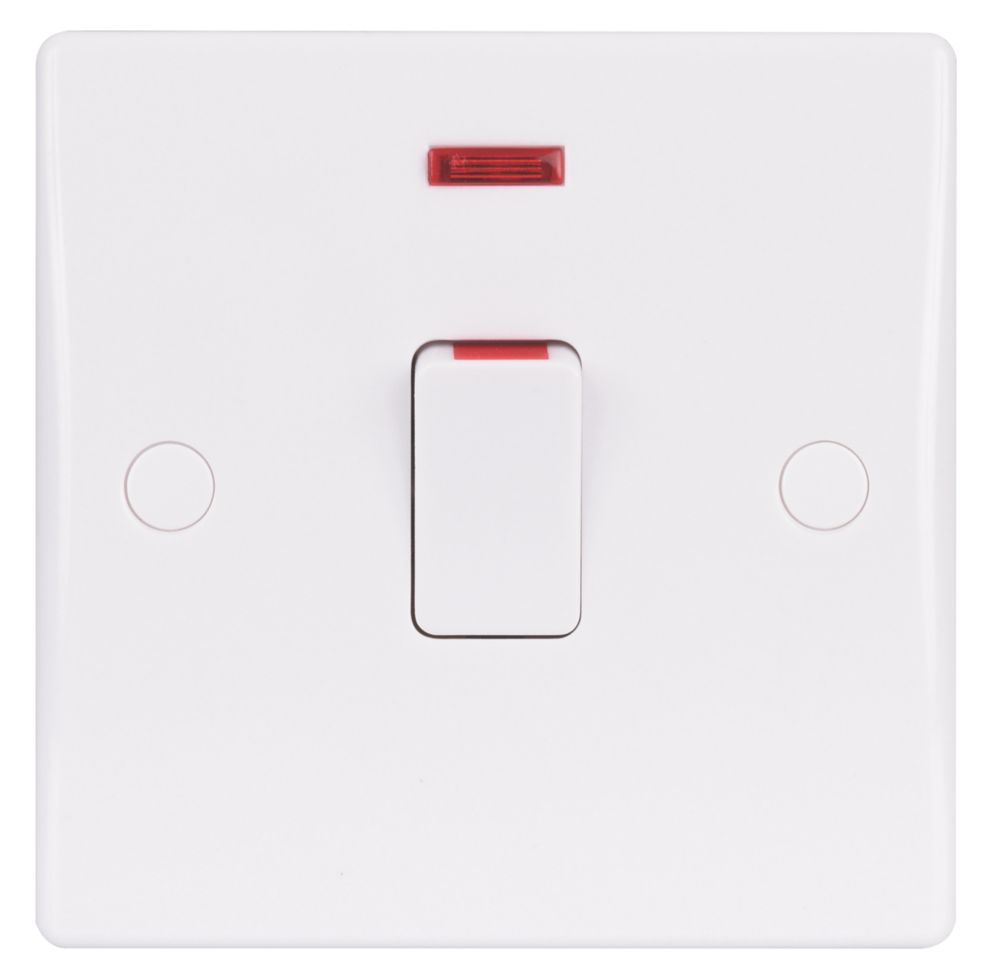 Schneider Electric Ultimate Slimline 20A 1-Gang DP Control Switch White with Neon