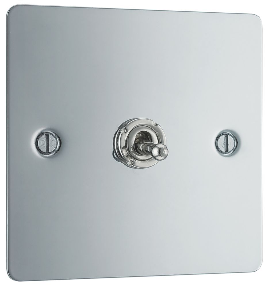 LAP 10AX 1-Gang 2-Way Toggle Switch Polished Chrome with Colour-Matched Inserts