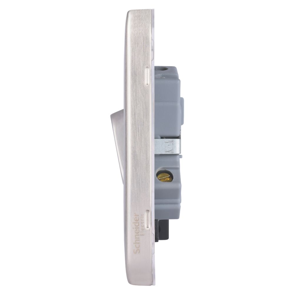 Schneider Electric Lisse Deco 20AX 1-Gang DP Control Switch Brushed Stainless Steel with Black Inserts