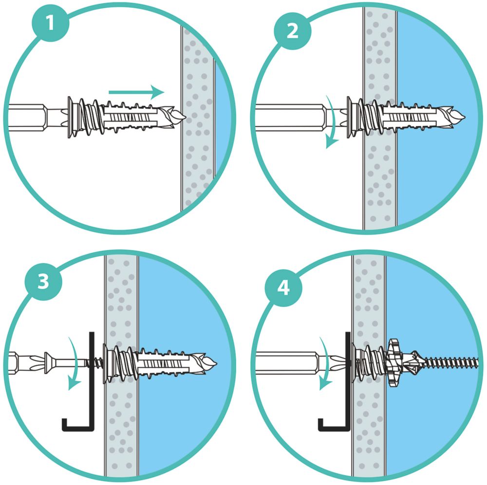 Easyfix Self-Drilling Expansion Plugs with Countersunk Head Screws Nylon 43mm 50 Pack