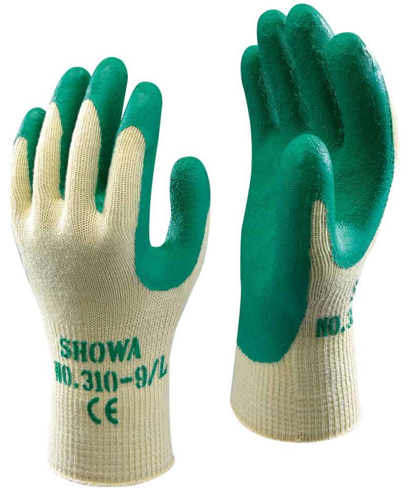 Showa 310G Latex Grip Gloves Green Medium Reviews