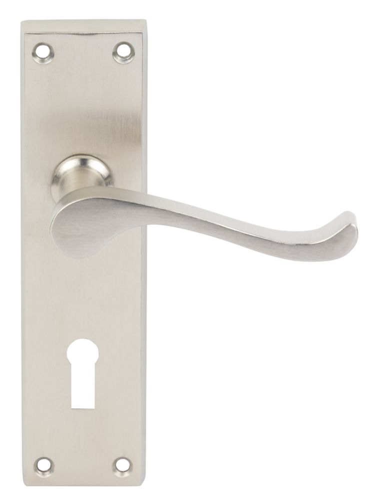 Carlisle Brass Victorian Scroll Lever on Backplate Lock Door Handles Pair Satin Nickel Reviews