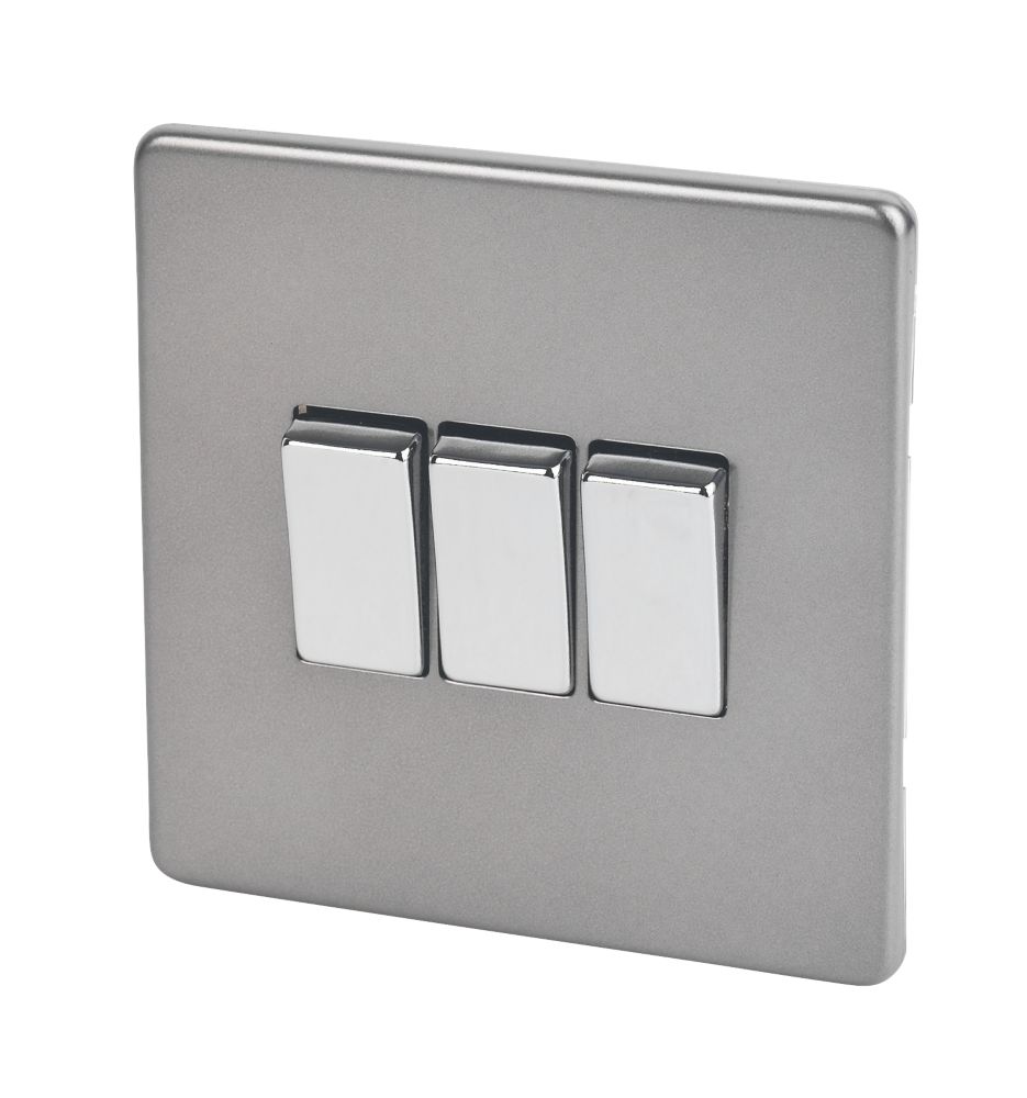 Varilight 10AX 3-Gang 2-Way Light Switch Slate Grey Reviews