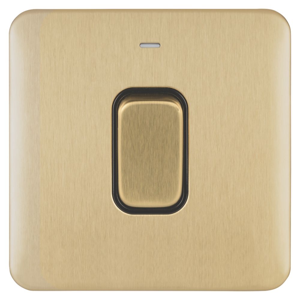 Schneider Electric Lisse Deco 50A 1-Gang DP Cooker Switch Satin Brass with LED with Black Inserts